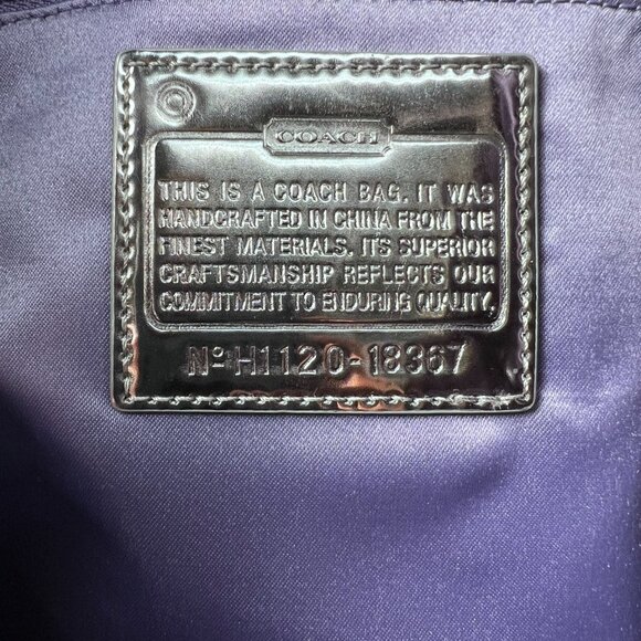 NWT COACH Poppy Signature Beige/Silver Glam Tote - Picture 6 of 7